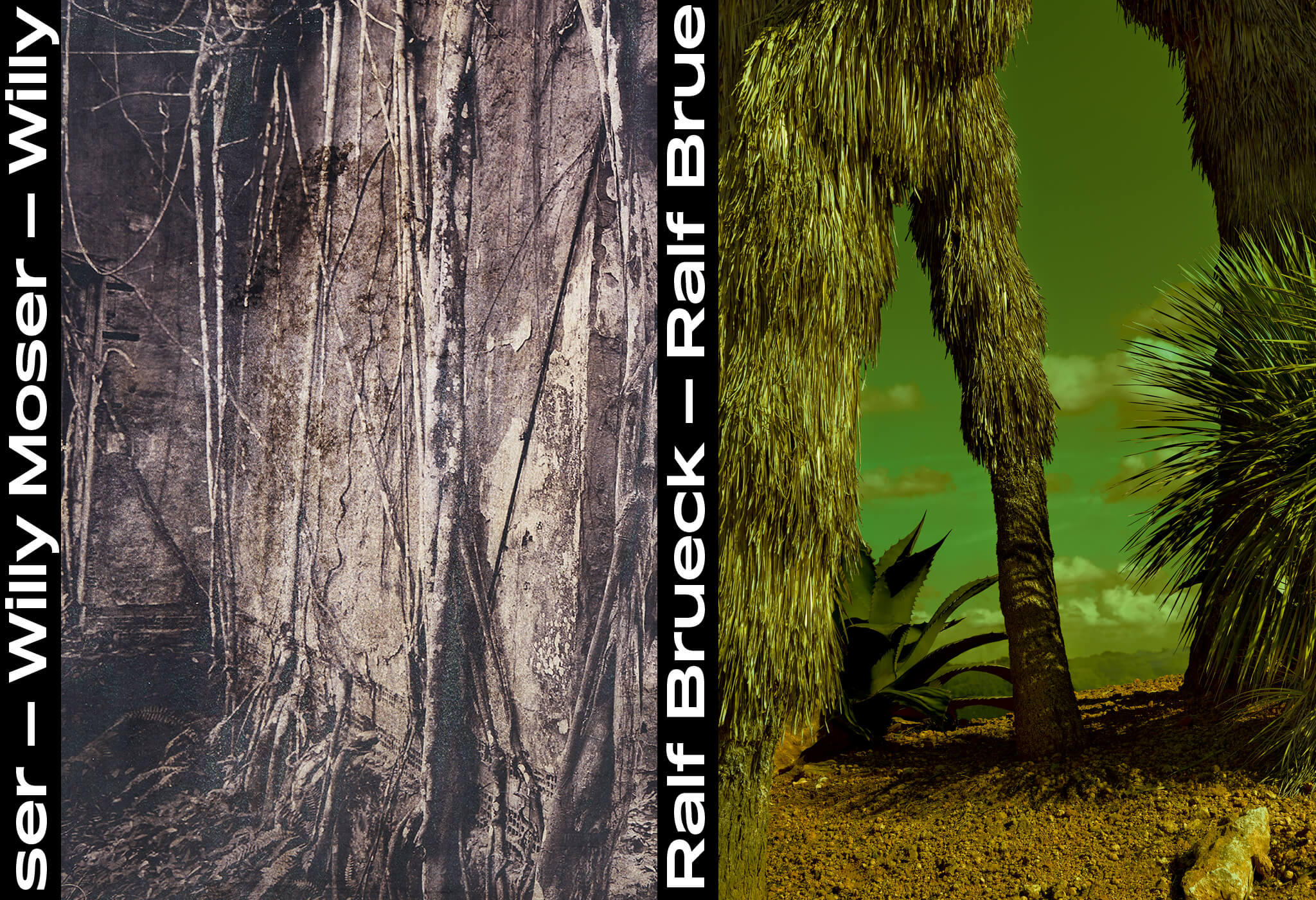 Doppelseite vollfl&auml;chig mit Bild und Schrift / Double-page spread with full image and text