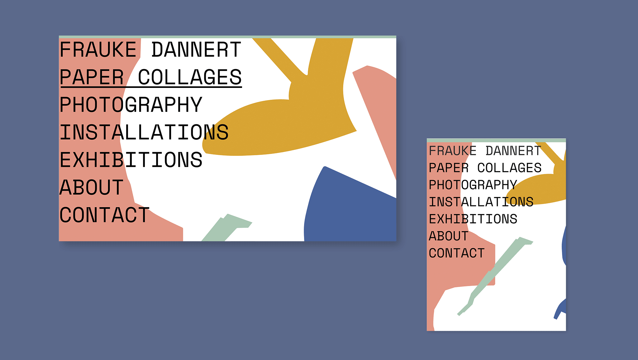 Desktop und Mobile Ansicht der Website von Frauke Dannert / Desktop and mobile view of Frauke Dannert's website