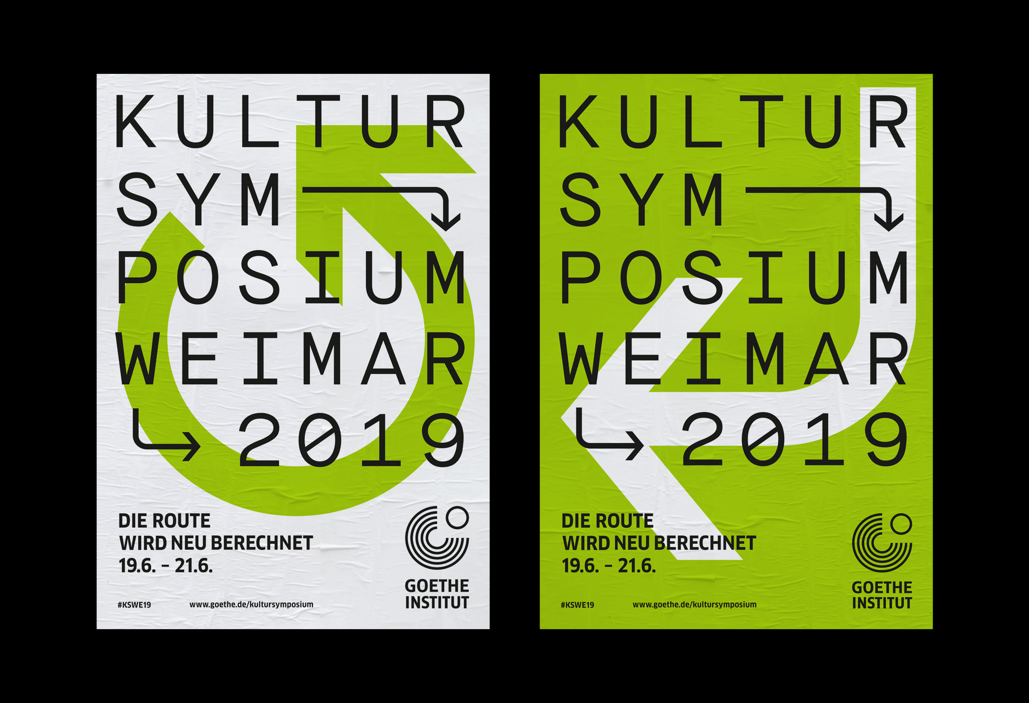 2 Plakate gr&uuml;n wei&szlig; und Riesenschrift / 2 posters green white and giant font