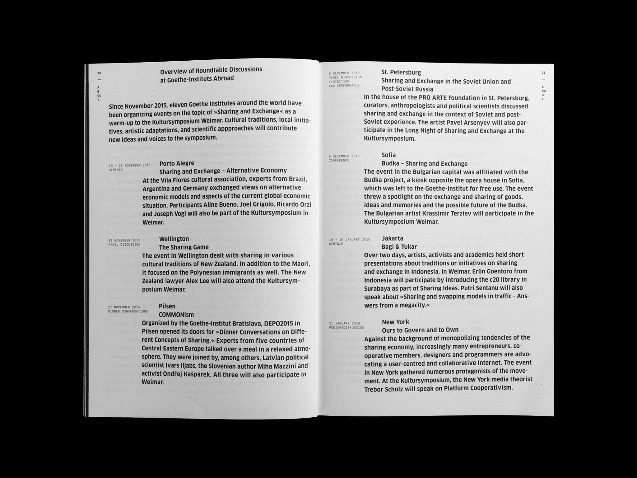 typografische Doppelseite eines Katalogs / typographic double page of a catalog