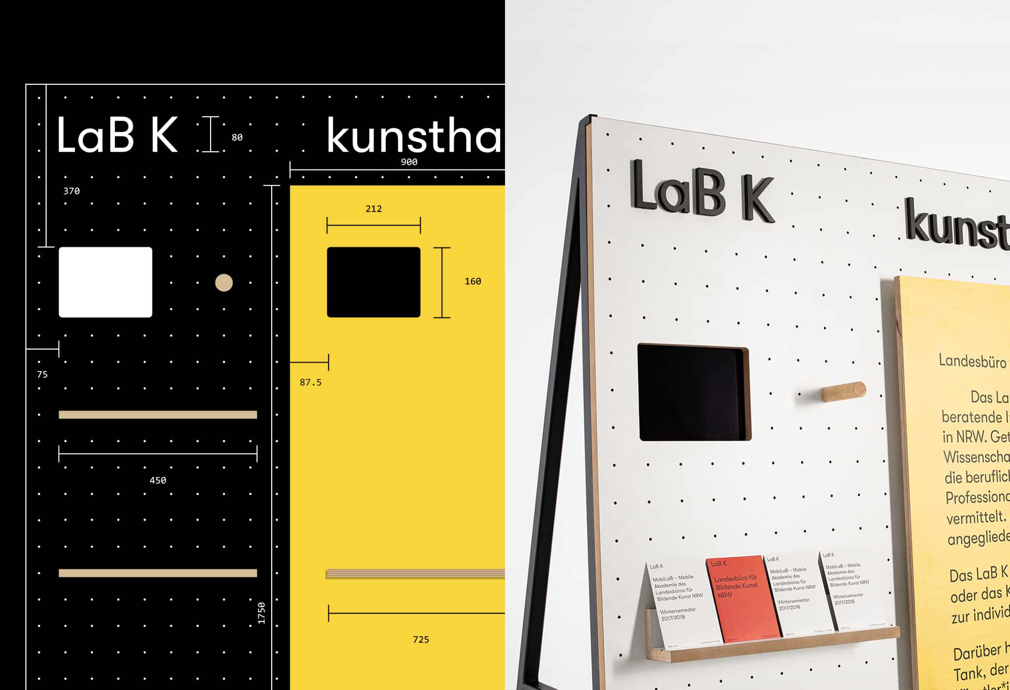 Ausstellungssystem in der Perspektive mit Konstruktionszeichnung /exhibition system in perspective with construction drawing