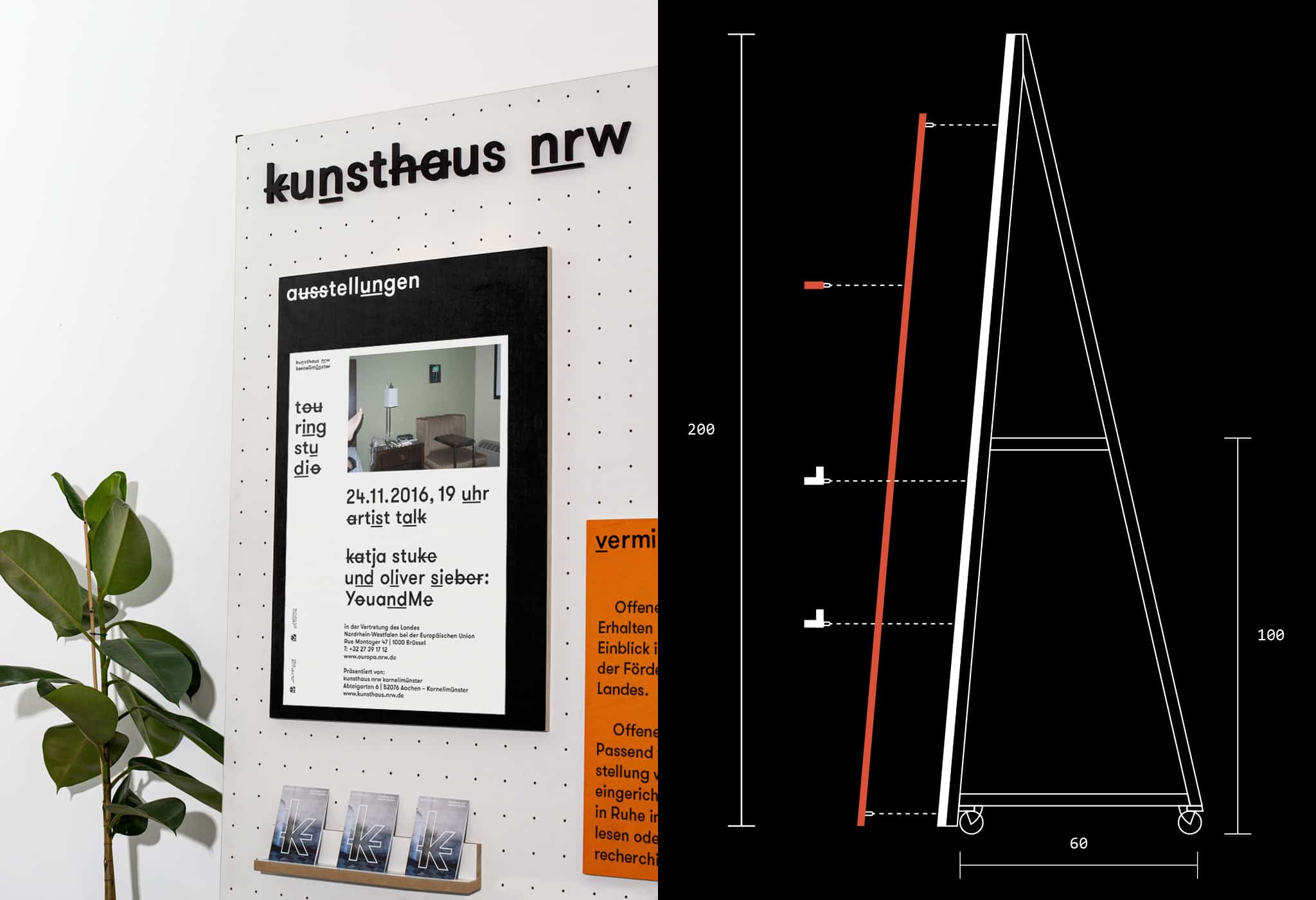 Ausstellungssystem in der Perspektive mit Konstruktionszeichnung /exhibition system in perspective with construction drawing