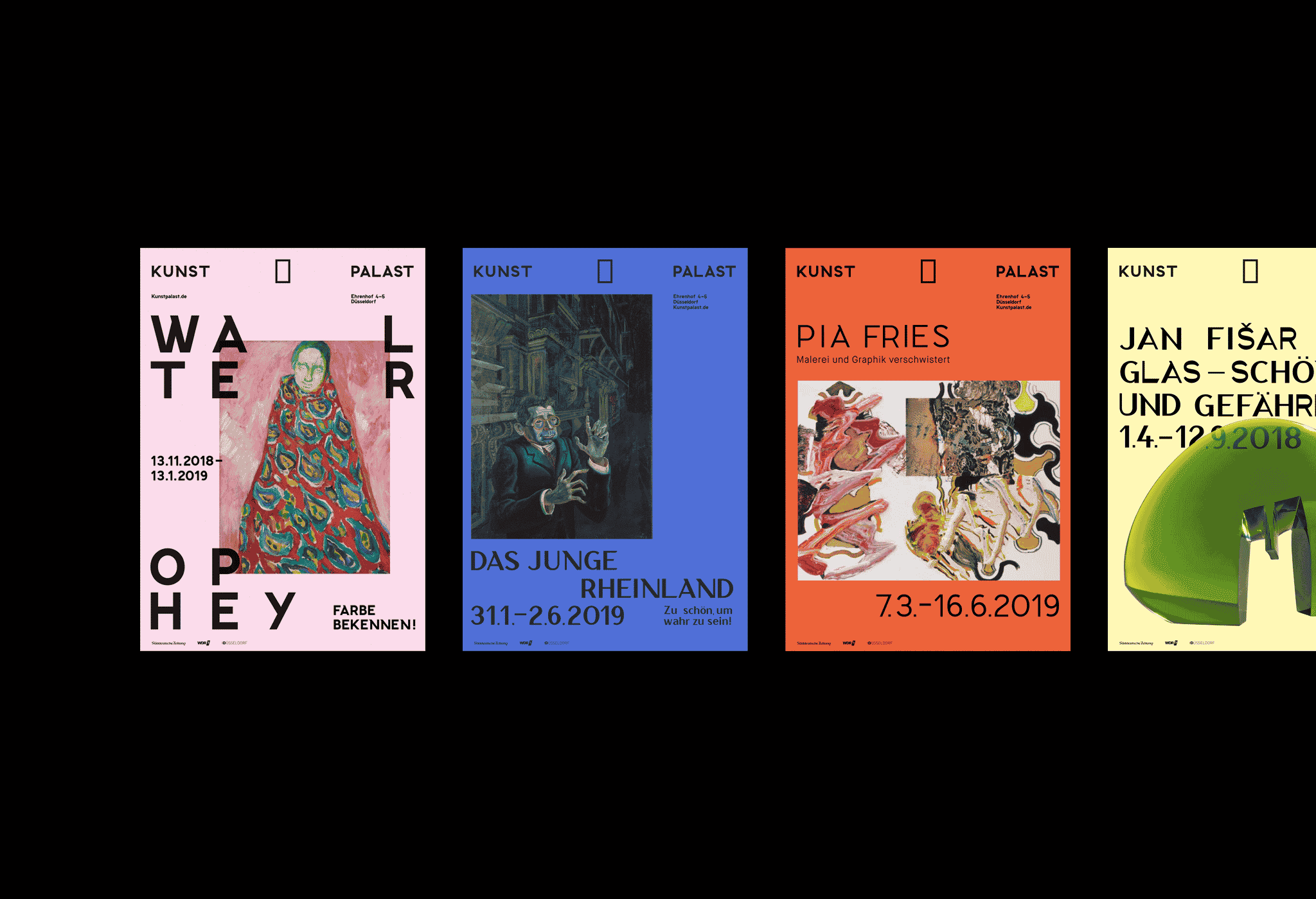 Ausstellungsplakate mit Kunst und Schriften / Exhibition posters with art and writings