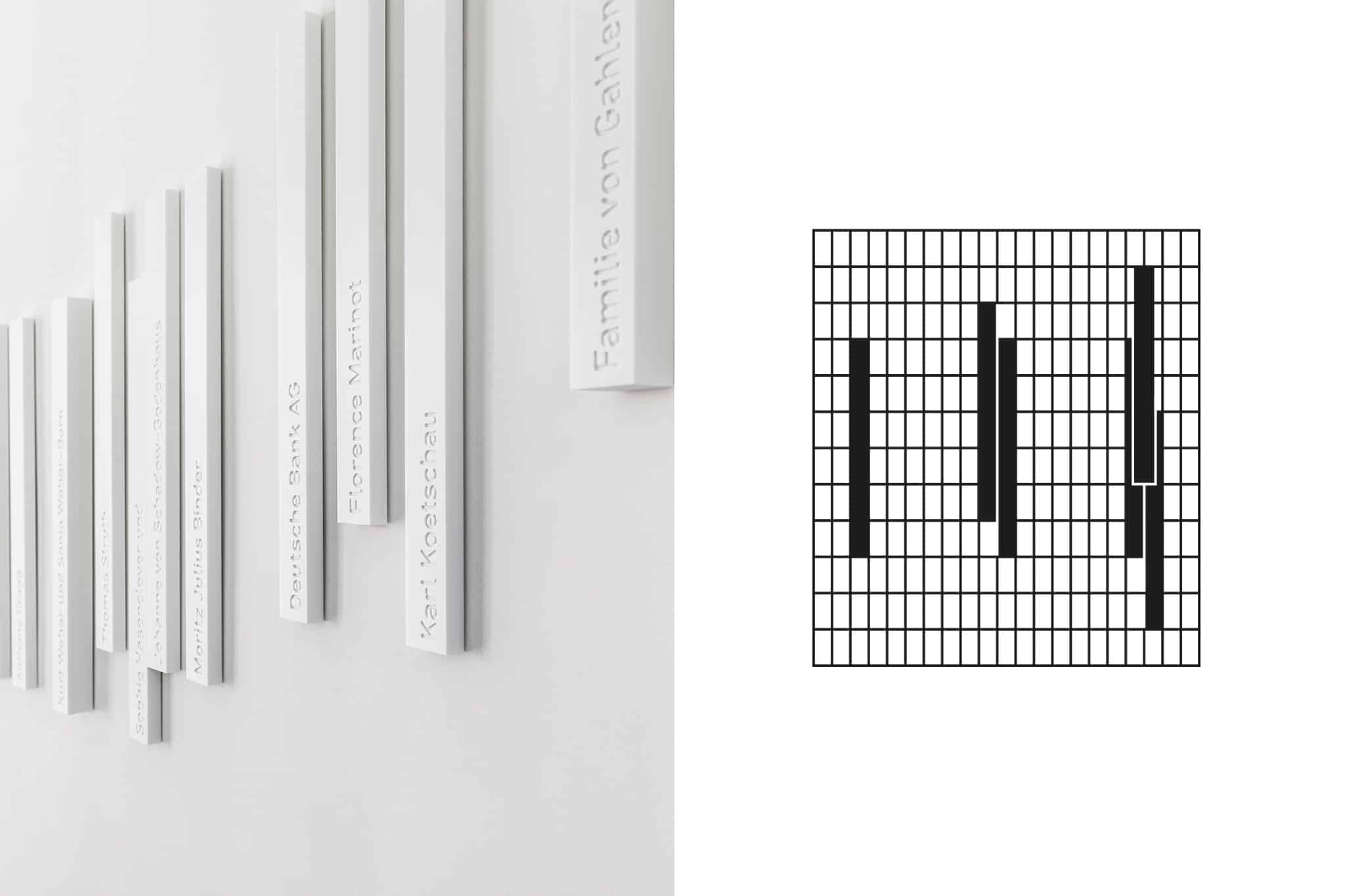 Gefr&auml;ste Corian Streben an der Wand / Milled Corian braces on the wall