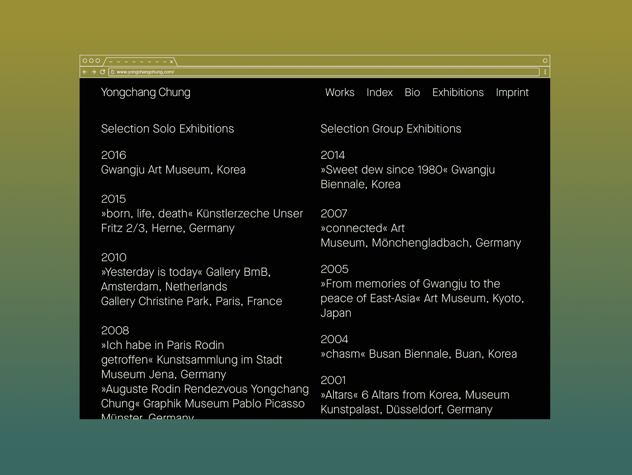 Grafisches Browserfenster mit Vita / Graphic browser with vita