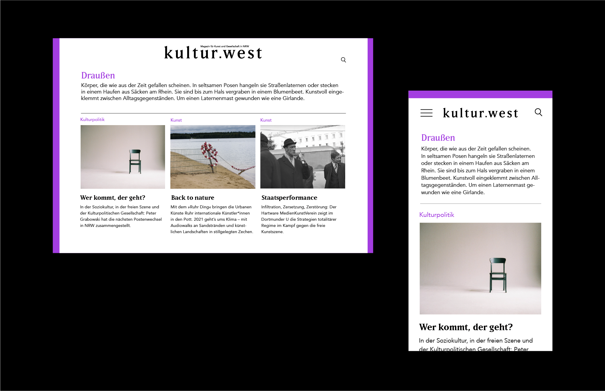 Desktop und mobile Ansicht Website / Desktop and mobile view website