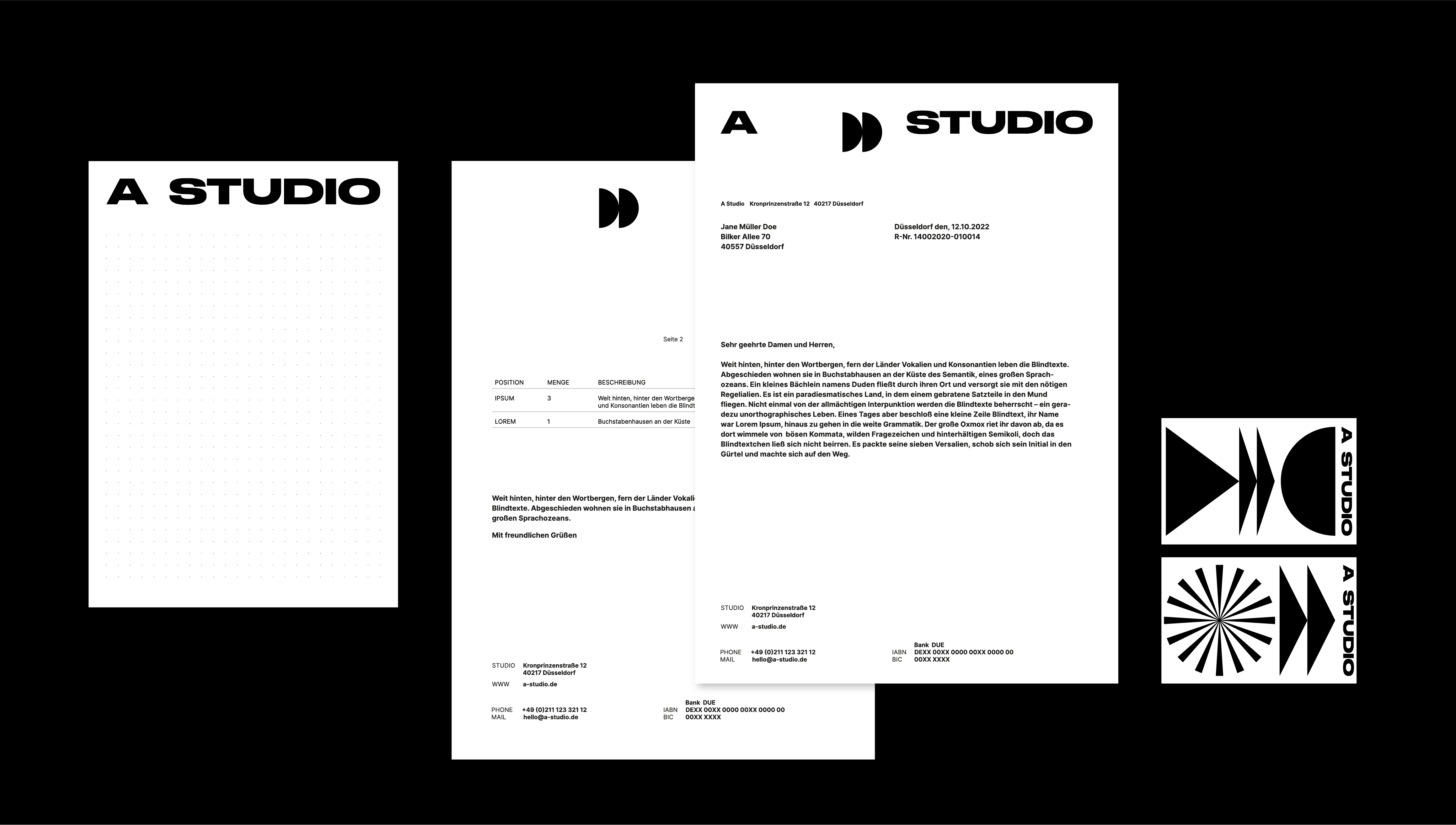 Gesch&auml;ftsausstattung auf schwarzem Grund / Business equipment on black background