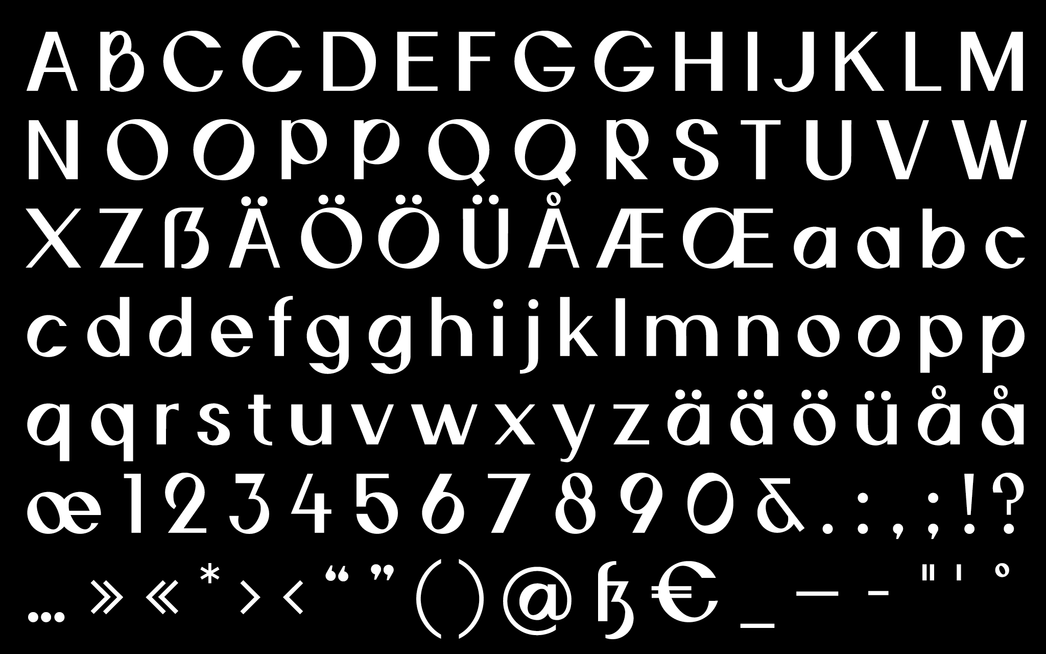 Glyphen &Uuml;bersicht sw / Character Set bw