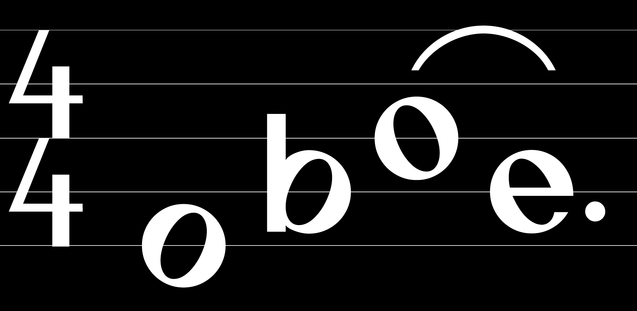 Schrift als Noten visualisiert / Font visualized as notes