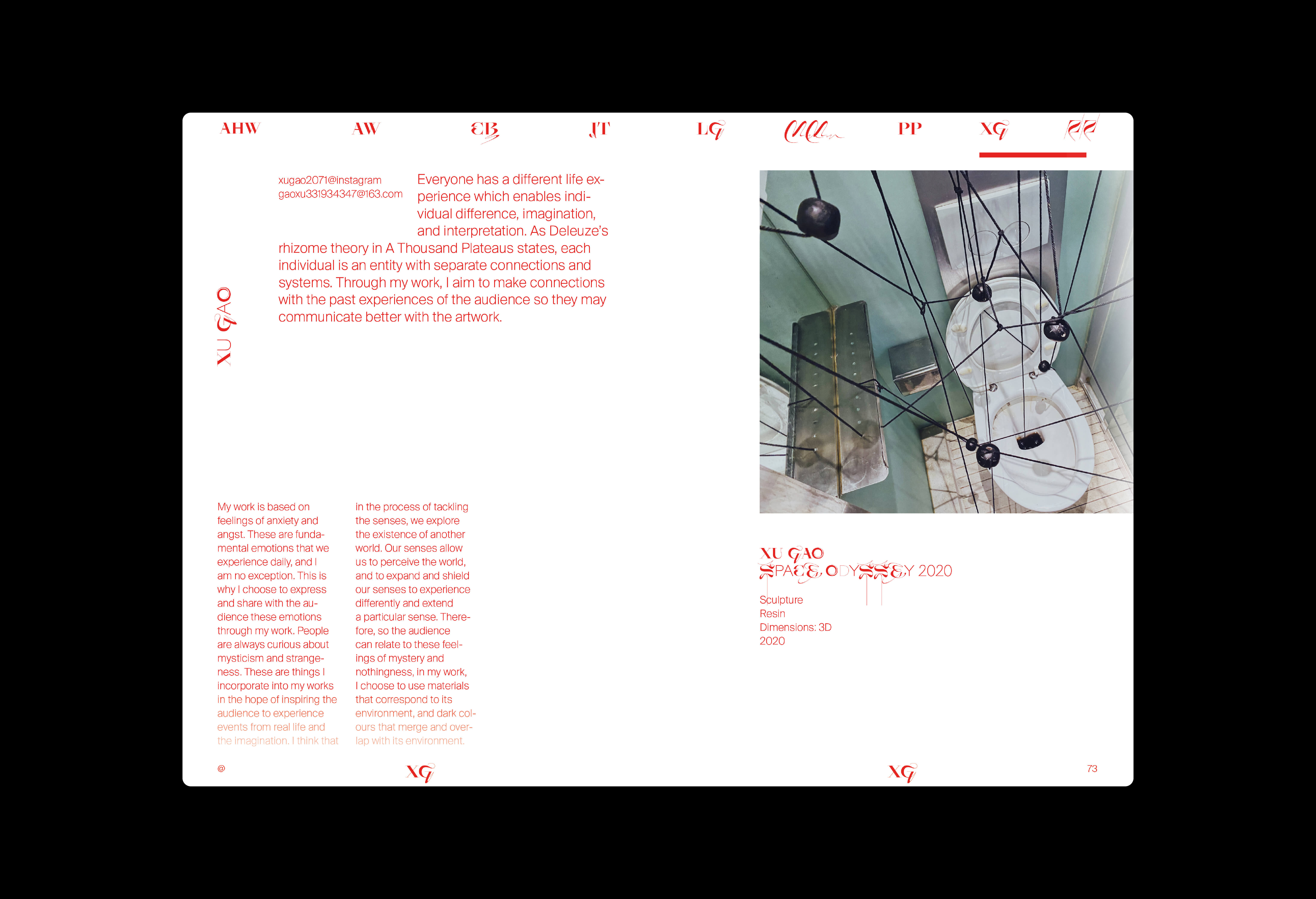 Doppelseite K&uuml;nster*innen Seite mit Text und Fotografie / Double page artist page with text and photography