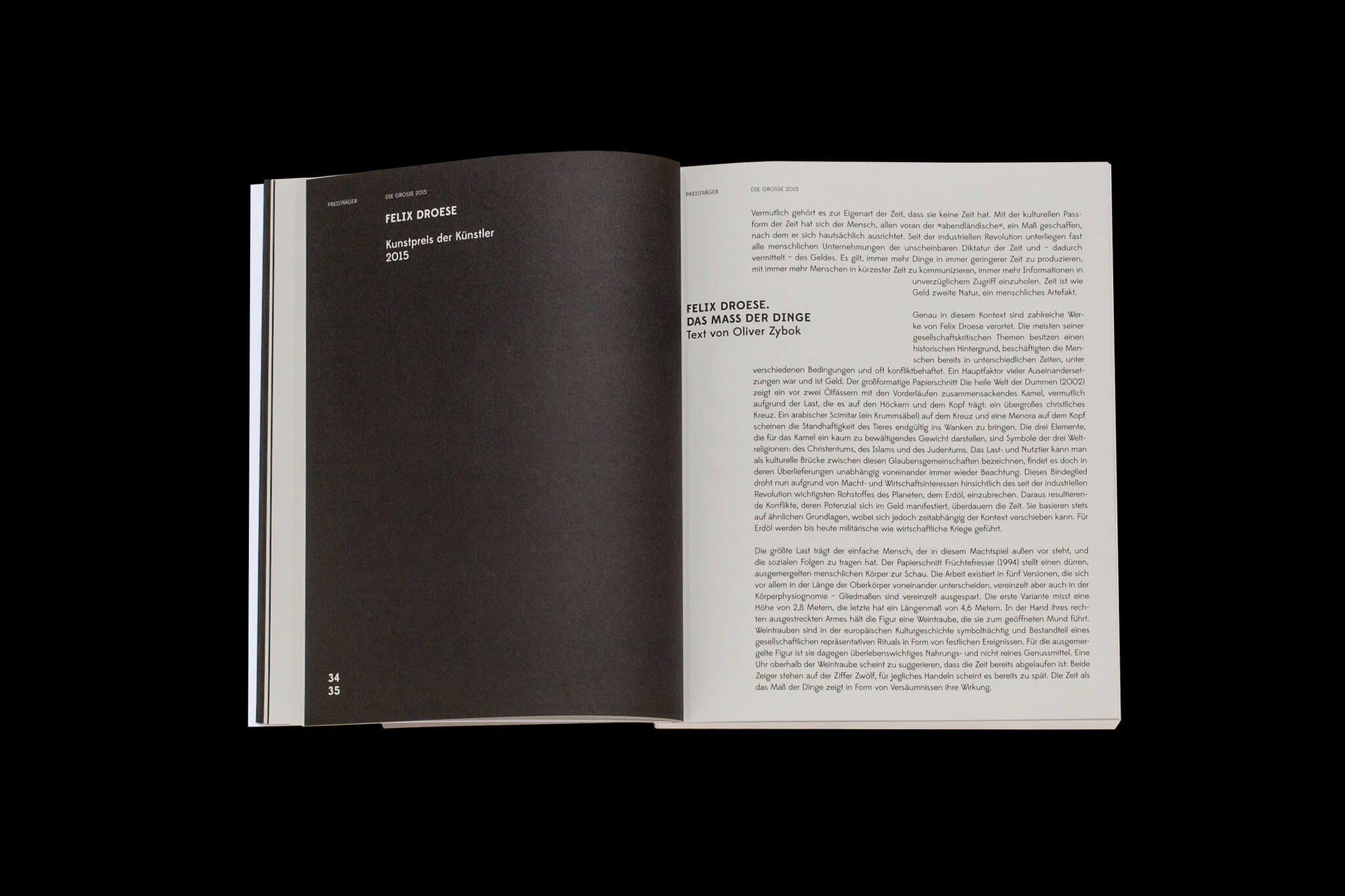 Doppelseite Kunstkatalog Er&ouml;ffnungsseite mit Text / Double page art catalog opening page with text